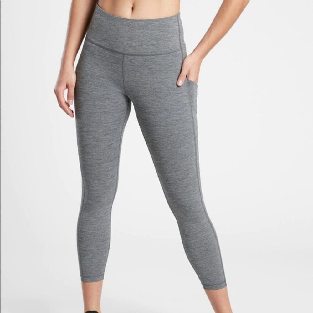 Athleta Size 2X Heathered Gray Ultimate Stash Pocket 7/8 Tight Leggings